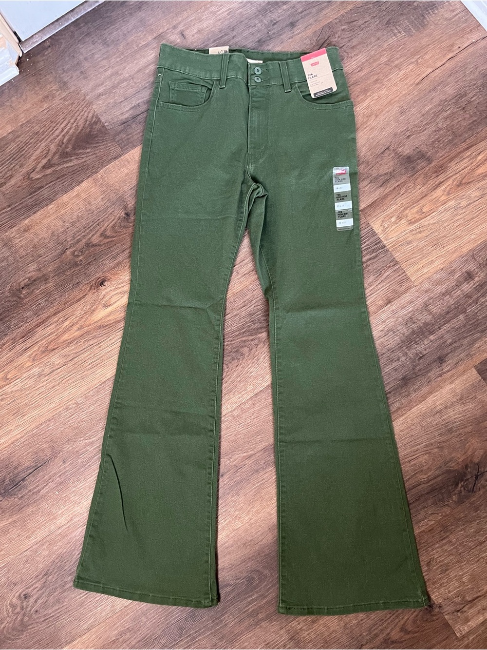 Levi's 726 Western Flare Olive Green Women’s Jeans - 32” Inseam - Picture 3 of 13